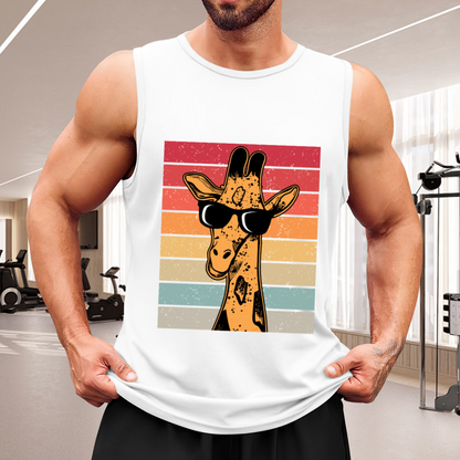 Vintage Stripes Cool Sunglasses Giraffe Graphic Tank