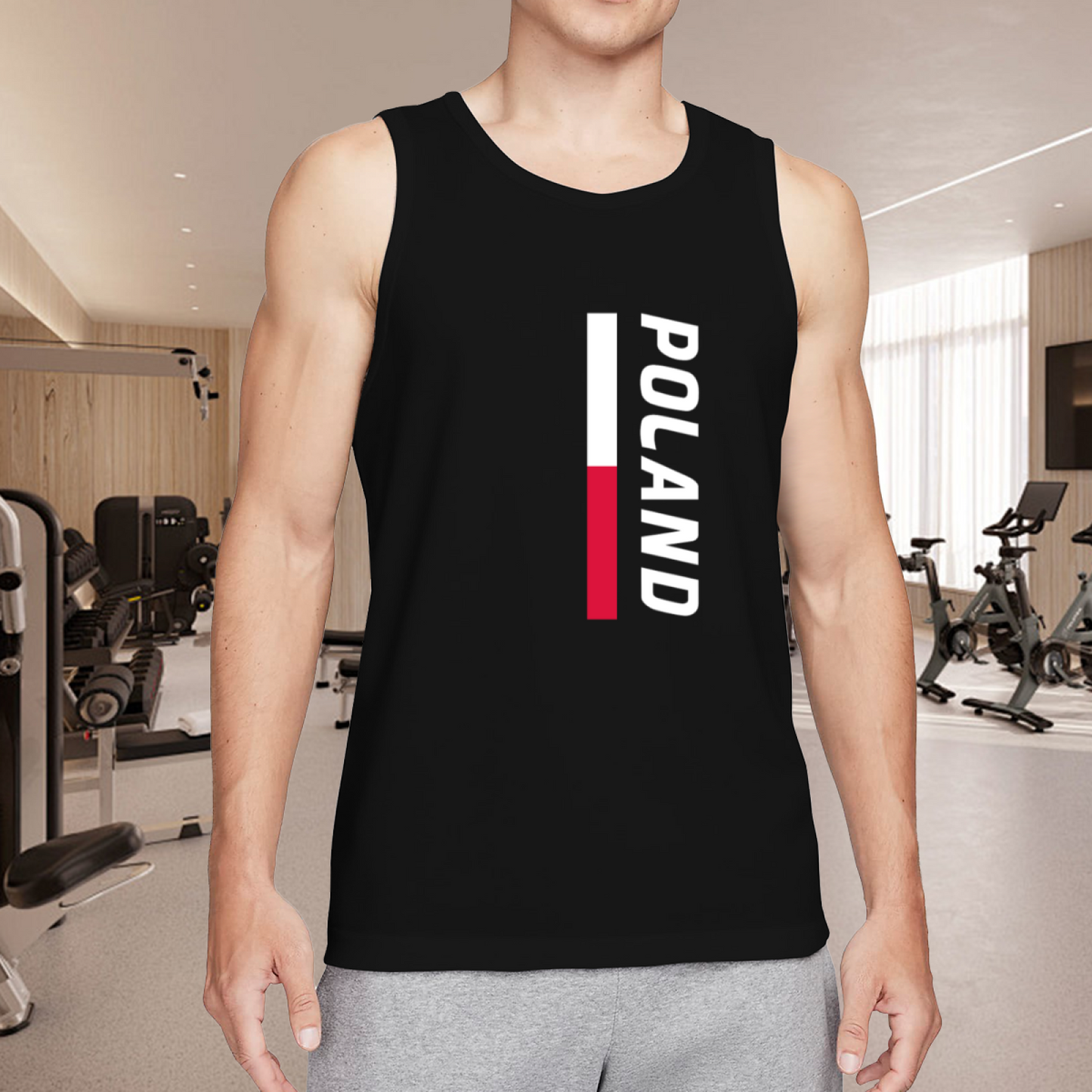 Vertical Poland Flag National Pride Men¡¯s Sleeveless Tee