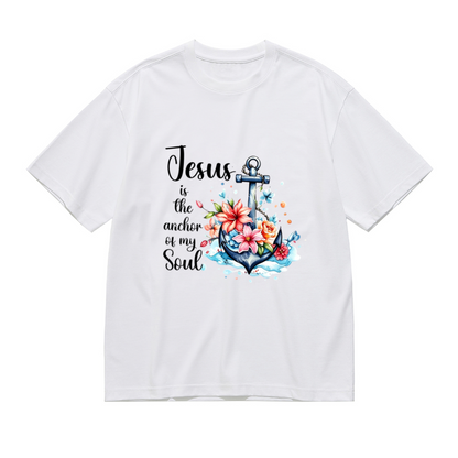 Jesus Is The Anchor Of My Soul Floral Anchor Faith Plus Size Women¡¯s Printed T-Shirt