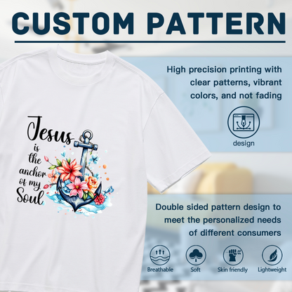 Jesus Is The Anchor Of My Soul Floral Anchor Faith Plus Size Women¡¯s Printed T-Shirt