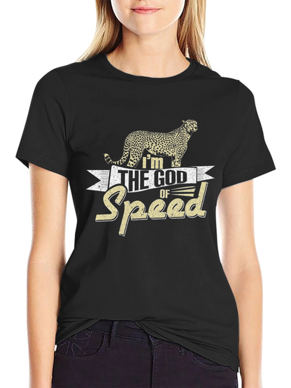 Im the God of Speed Cheetah Graphic Black T-Shirt