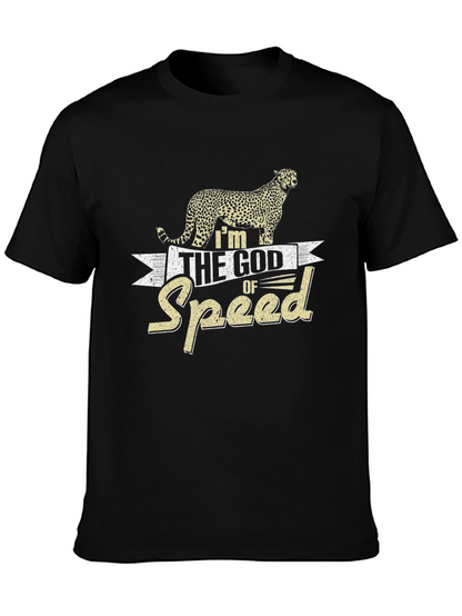 Im the God of Speed Cheetah Graphic Black T-Shirt
