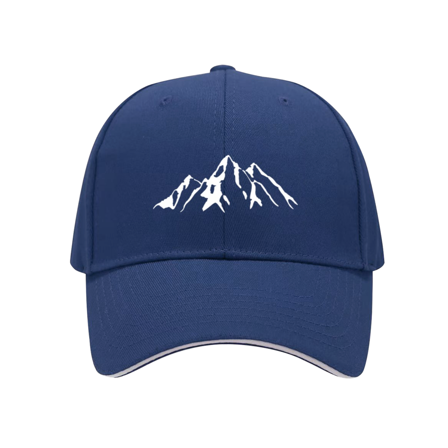 Snow Mountain Peak Graphic Red Sandwich Visor Baseball Cap, Mountain Hiking Outdoor Hat