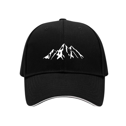 Snow Mountain Peak Graphic Red Sandwich Visor Baseball Cap, Mountain Hiking Outdoor Hat