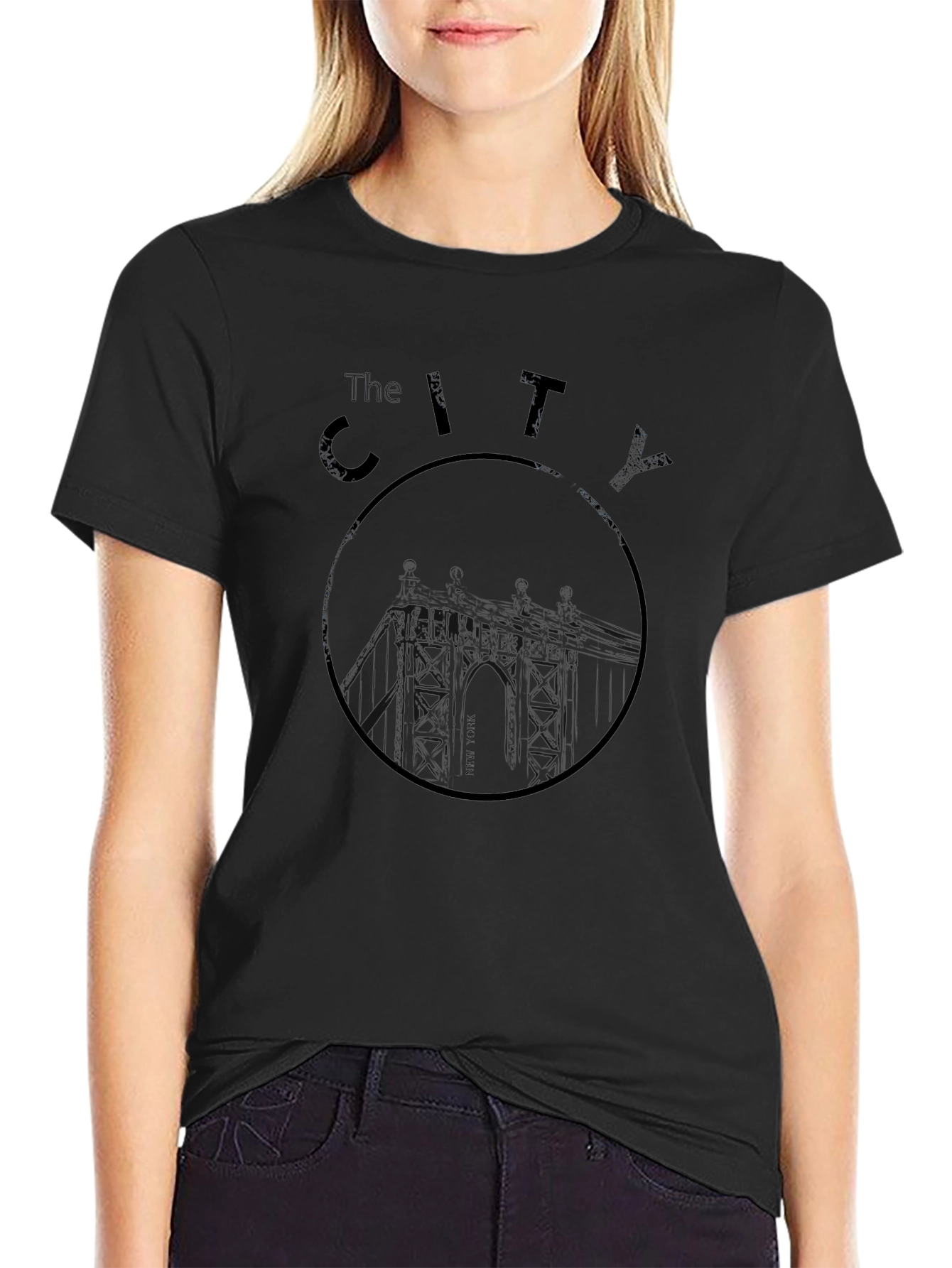 The City Graphic Print Black T-Shirt