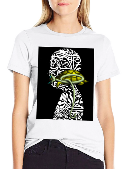 Unique Graphic Tee - Head with Turtle Design
