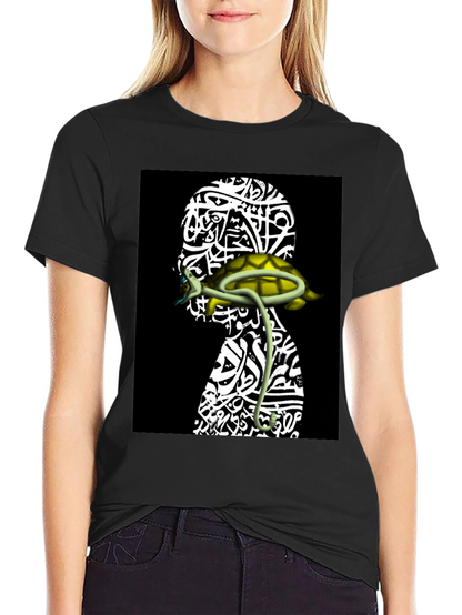 Unique Graphic Tee - Head with Turtle Design