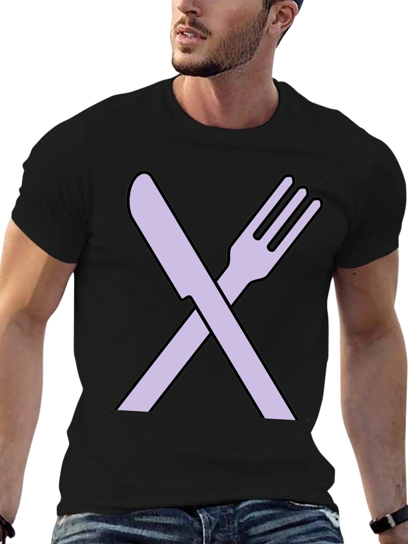 Fork and Knife Graphic Tee - Black