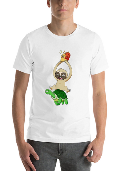 Sloth Snail & Turtle Graphic T-Shirt - Black