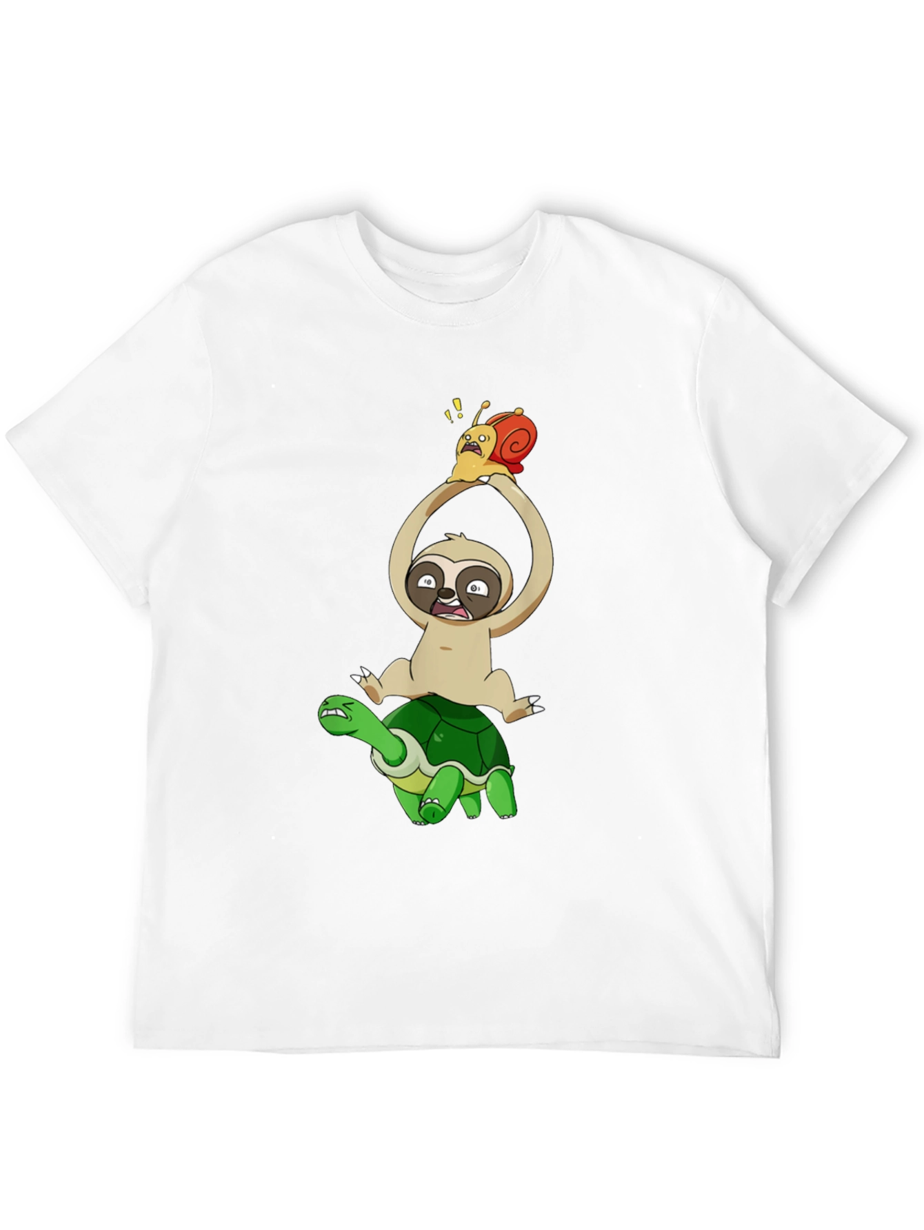 Sloth Snail & Turtle Graphic T-Shirt - Black
