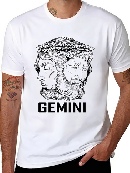 Gemini Zodiac Graphic T-Shirt - Black