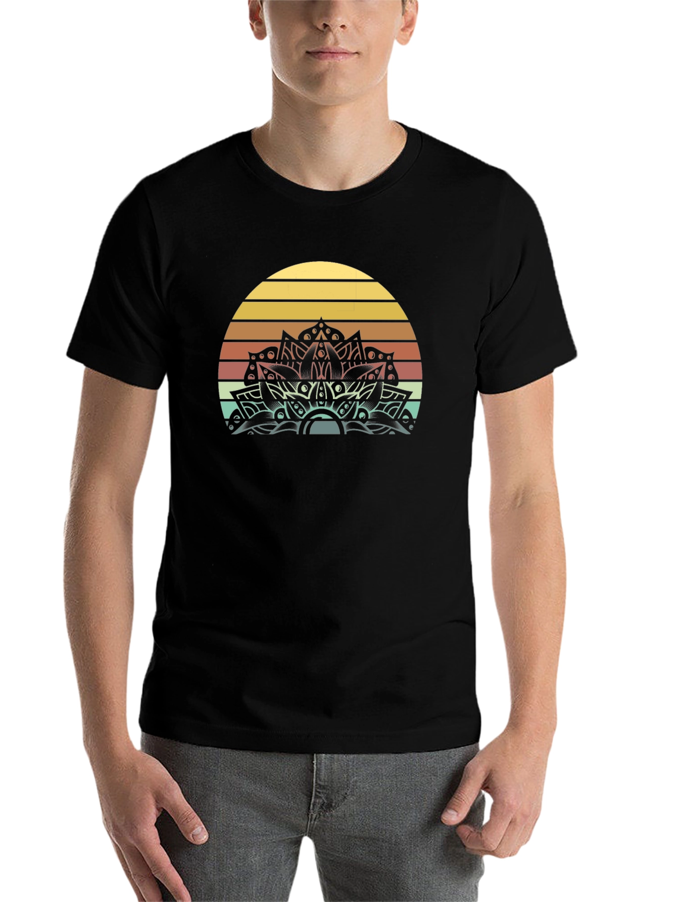 Retro Sunset Mandala Graphic Tee