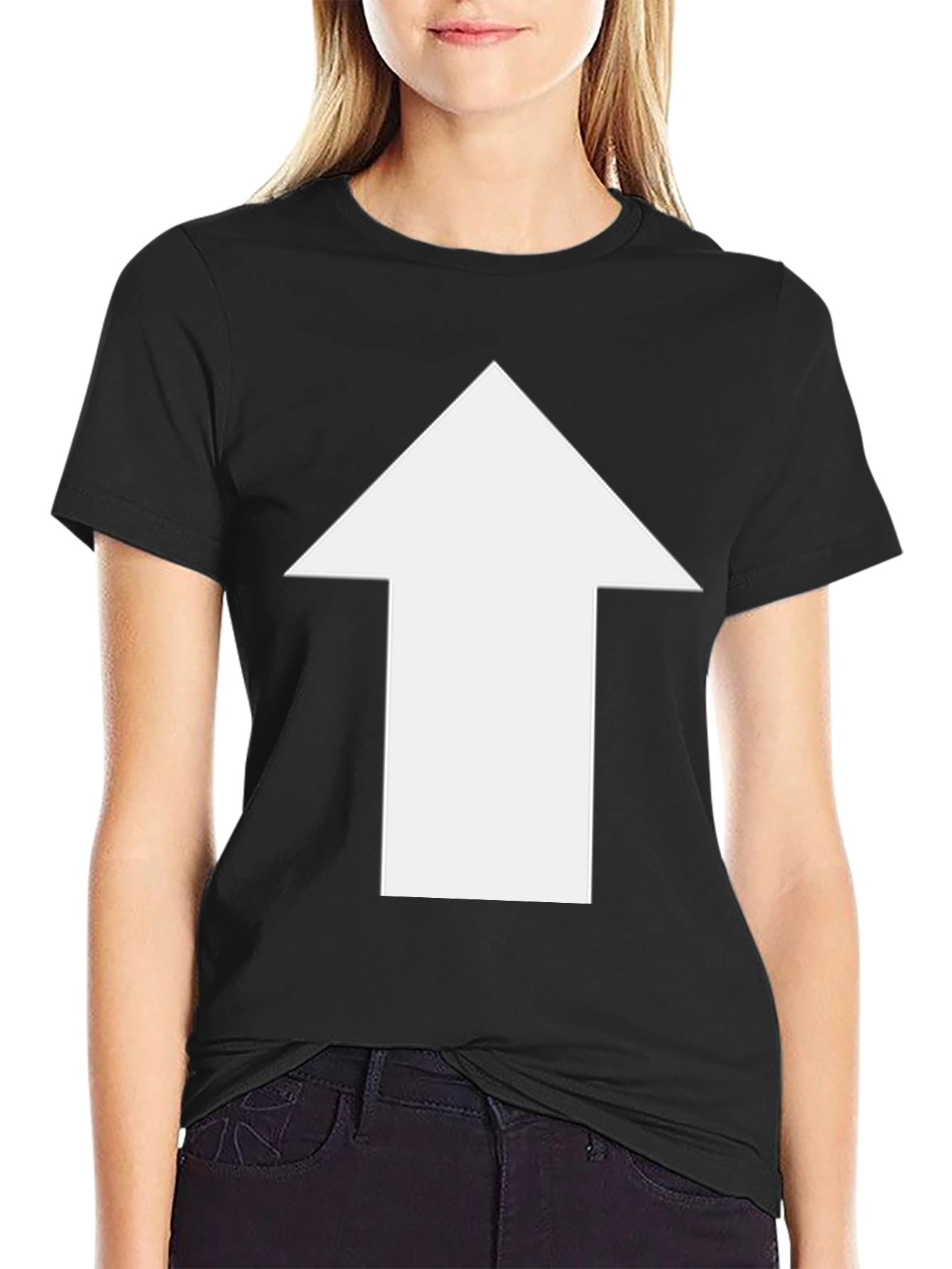 Upward Arrow Graphic Tee - Black Casual T-Shirt