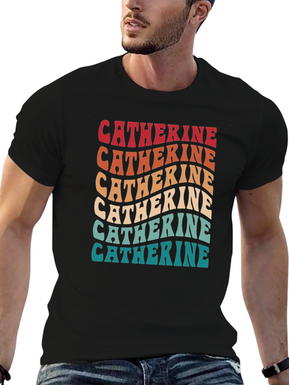 Catherine Retro Wavy Text T-Shirt