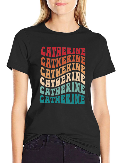 Catherine Retro Wavy Text T-Shirt