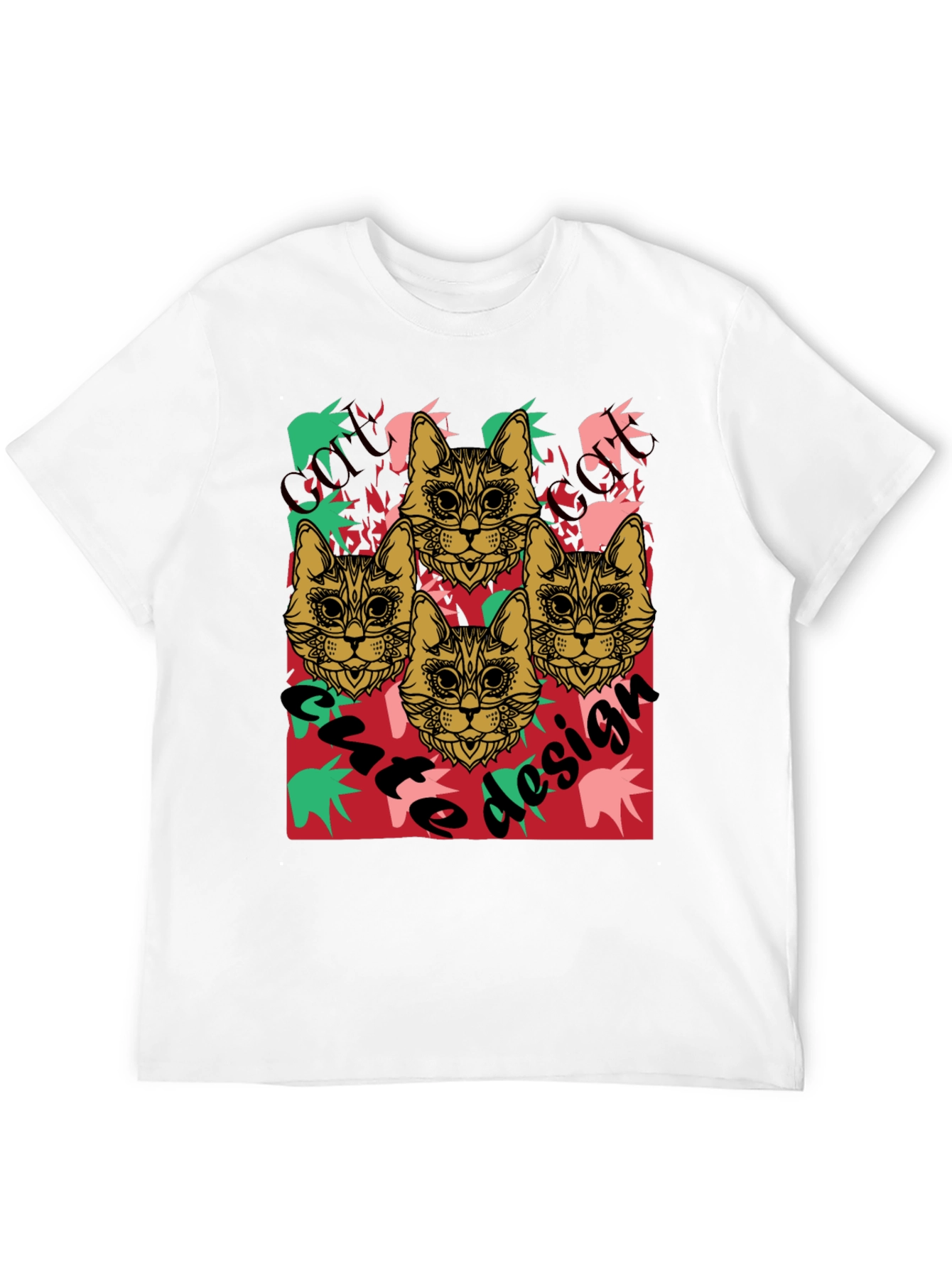 Cool Cat Design Black Graphic Tee