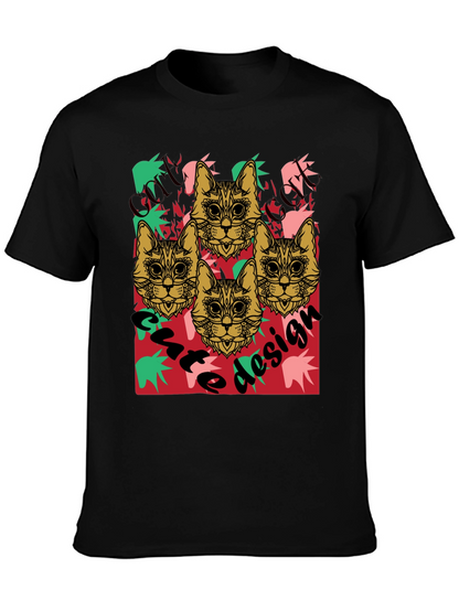 Cool Cat Design Black Graphic Tee