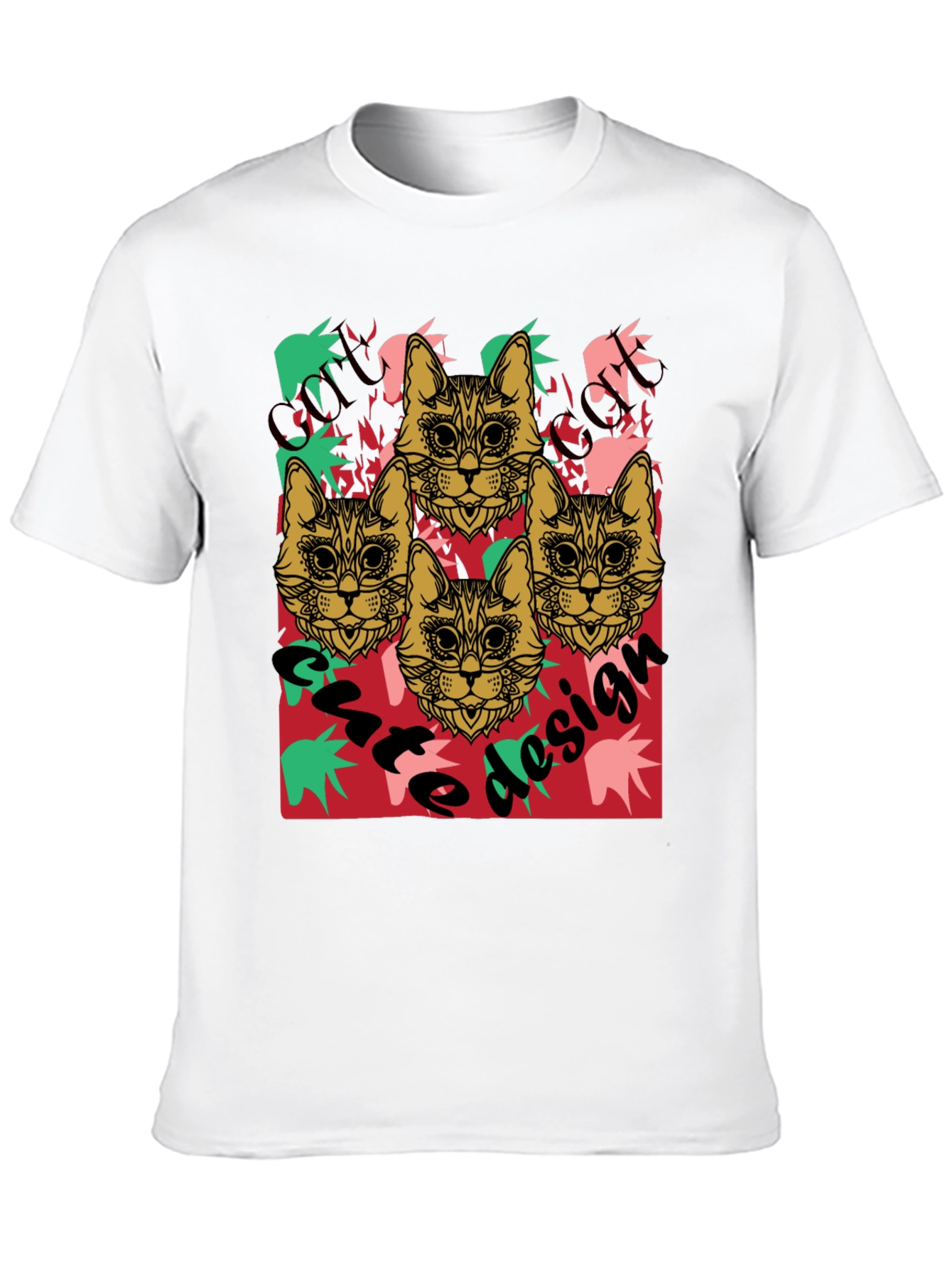Cool Cat Design Black Graphic Tee