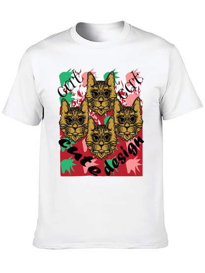 Cool Cat Design Black Graphic Tee