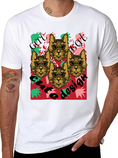 Cool Cat Design Black Graphic Tee
