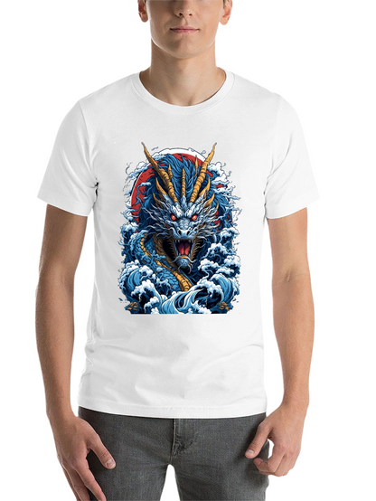 Dragon Wave Graphic Print Black T-Shirt