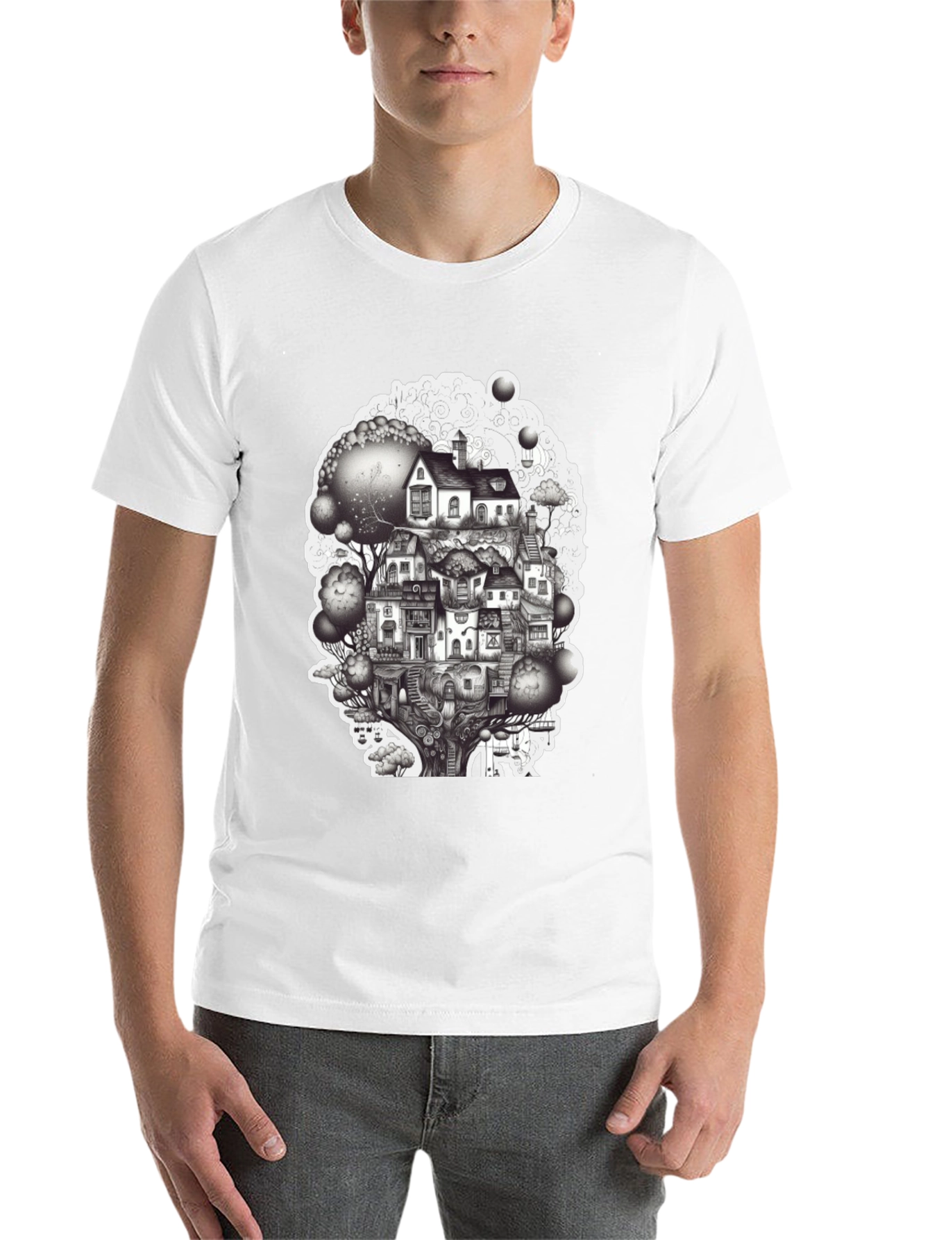 Whimsical Treehouse Graphic T-Shirt