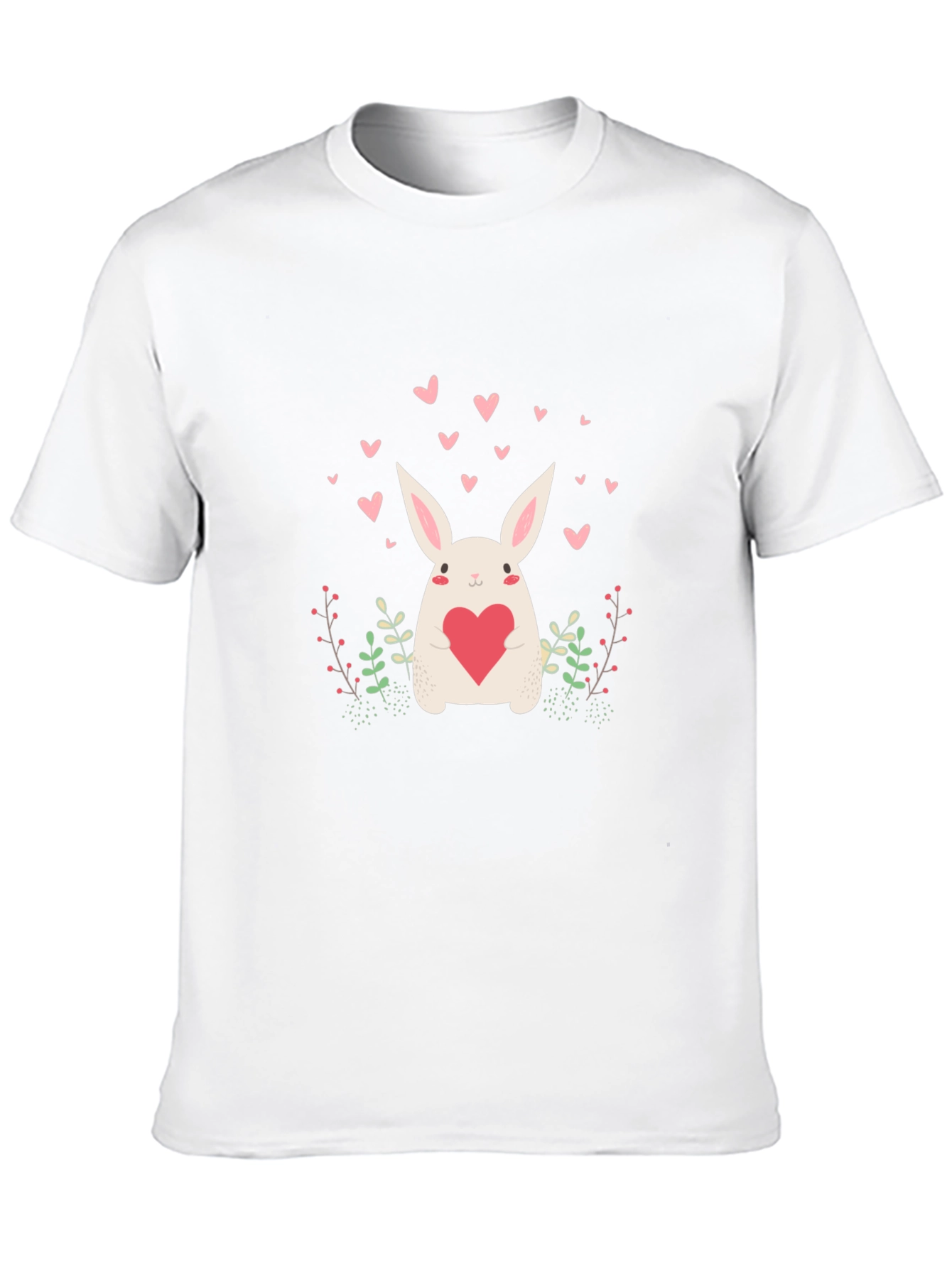 Cute Bunny Heart Graphic Black Tee