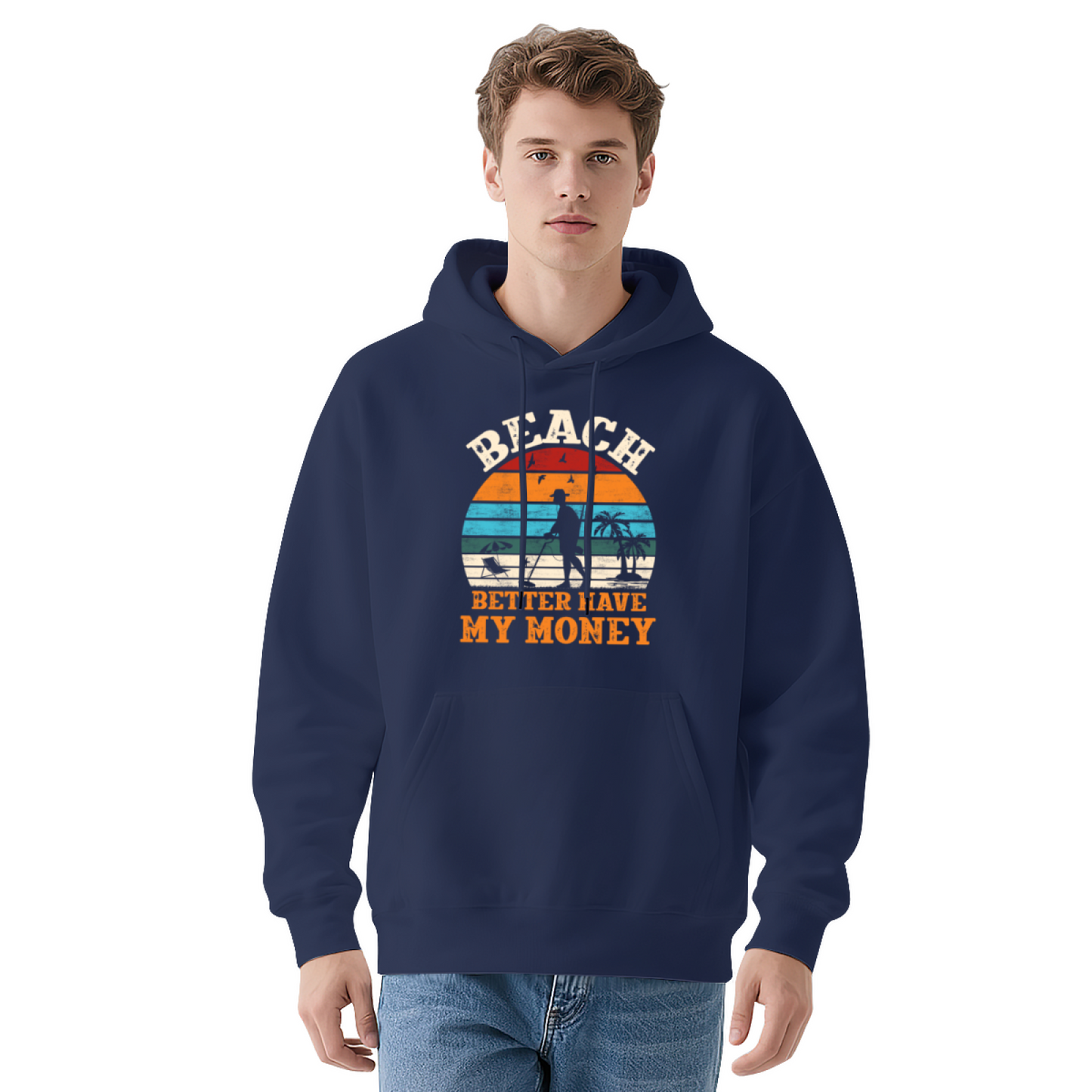 Beach Better Have My Money Retro Gray Hoodie, Unisex Soft Vacation Hoodie