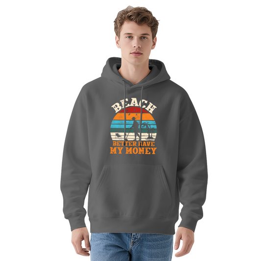 Beach Better Have My Money Retro Gray Hoodie, Unisex Soft Vacation Hoodie