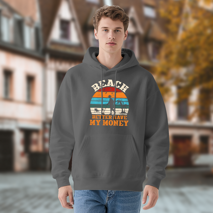 Beach Better Have My Money Retro Gray Hoodie, Unisex Soft Vacation Hoodie