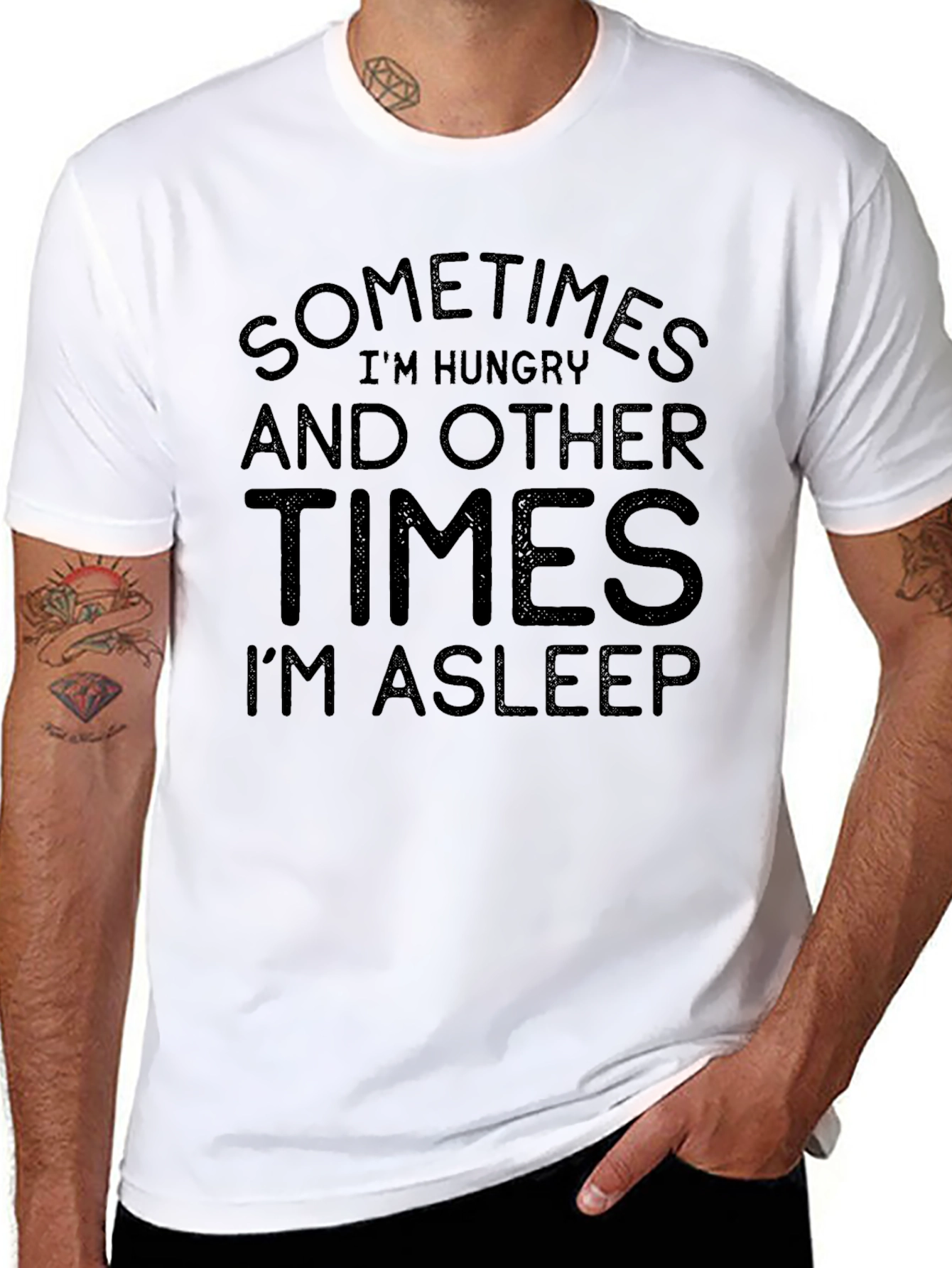 Funny Sometimes Hungry Im Asleep Black T-Shirt