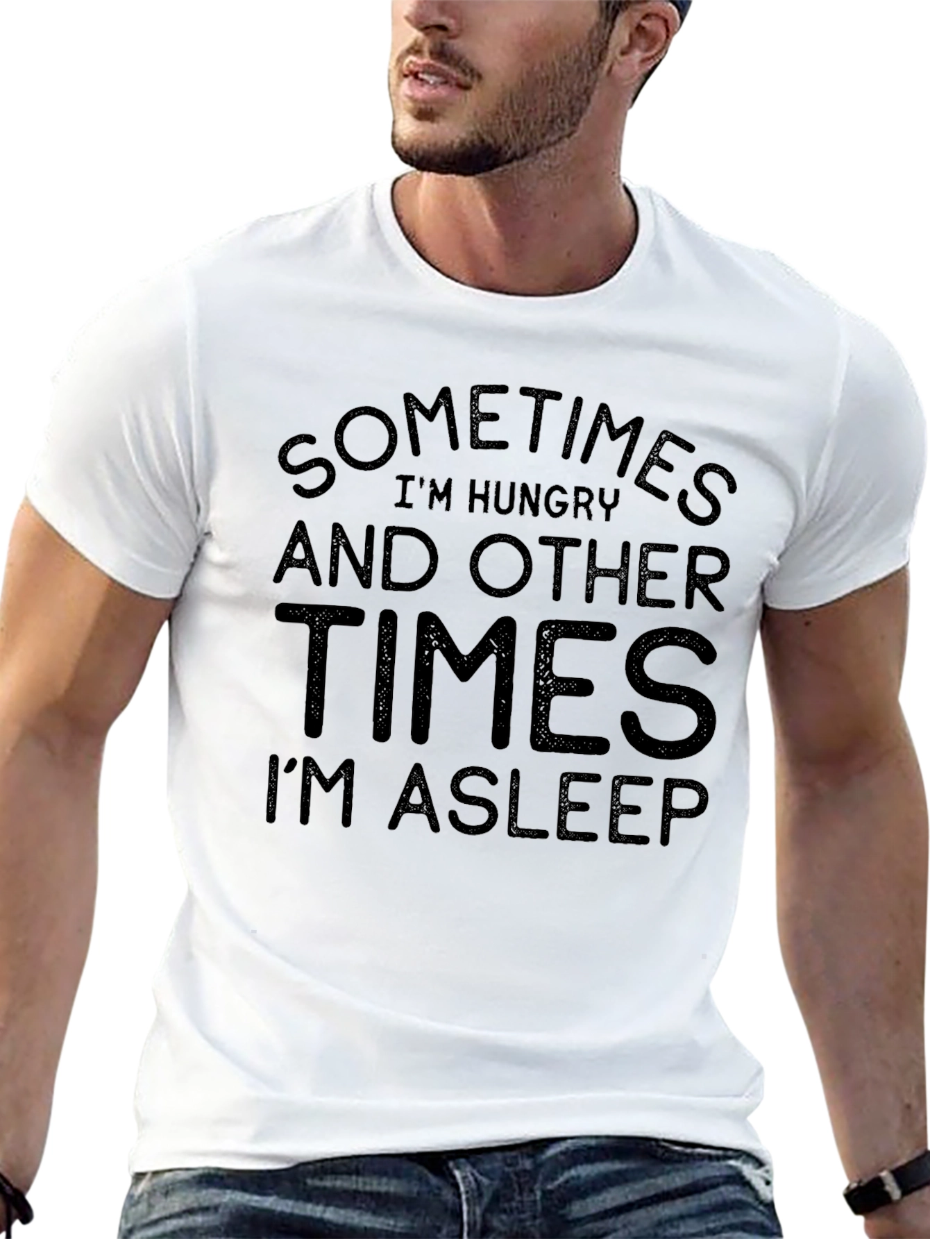 Funny Sometimes Hungry Im Asleep Black T-Shirt