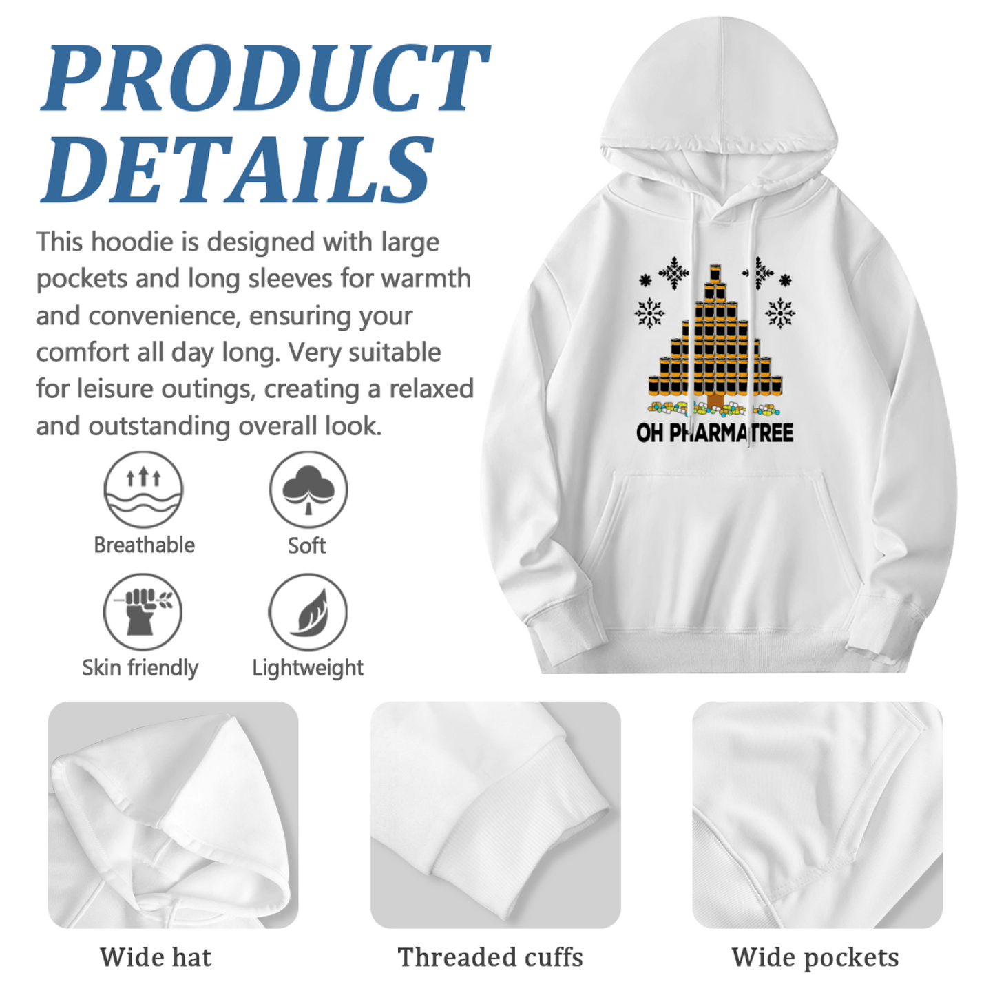 Funny Oh Pharmatree Pill Christmas Tree Hoodie, Soft Unique Daily Sweatshirt