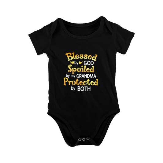 Blessed By God Spoiled By Grandma Cute Newborn Bodysuit