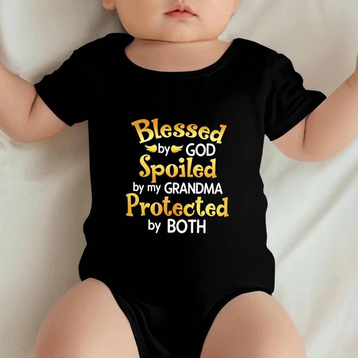 Blessed By God Spoiled By Grandma Cute Newborn Bodysuit