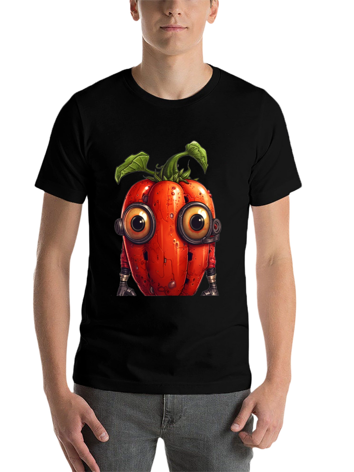 Robotic Tomato Graphic Tee - Unique Sci-Fi Style
