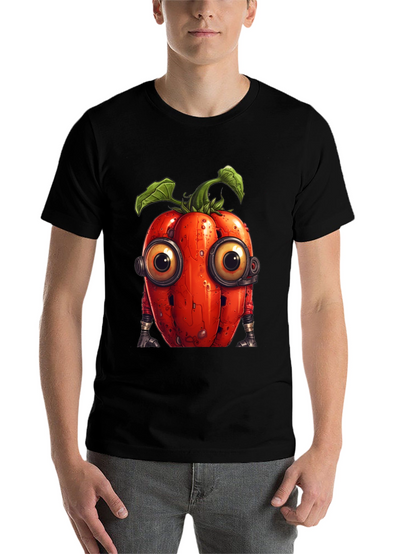 Robotic Tomato Graphic Tee - Unique Sci-Fi Style