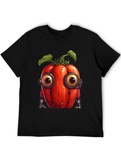 Robotic Tomato Graphic Tee - Unique Sci-Fi Style
