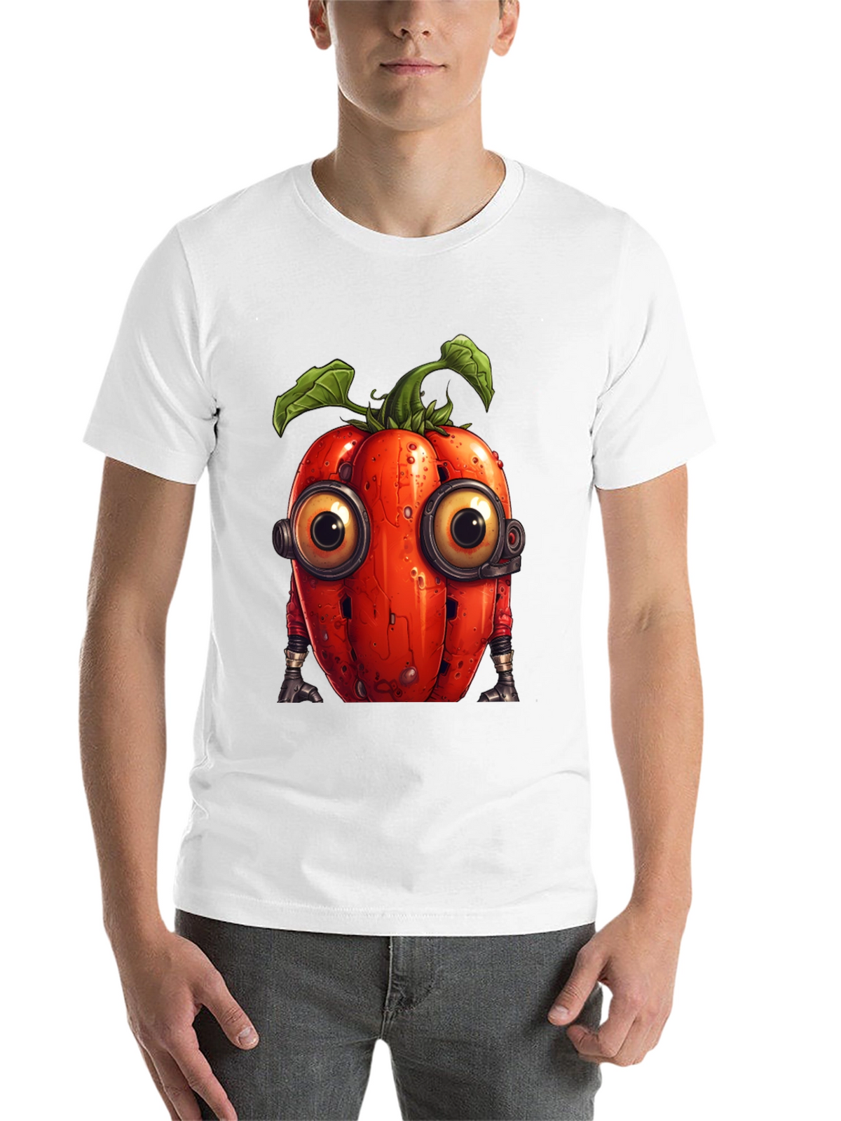 Robotic Tomato Graphic Tee - Unique Sci-Fi Style