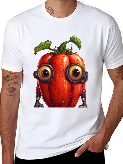 Robotic Tomato Graphic Tee - Unique Sci-Fi Style