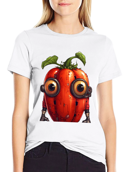 Robotic Tomato Graphic Tee - Unique Sci-Fi Style