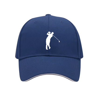 Golf Player Silhouette Navy Sandwich Baseball Cap, Golfer Outdoor Sports Hat