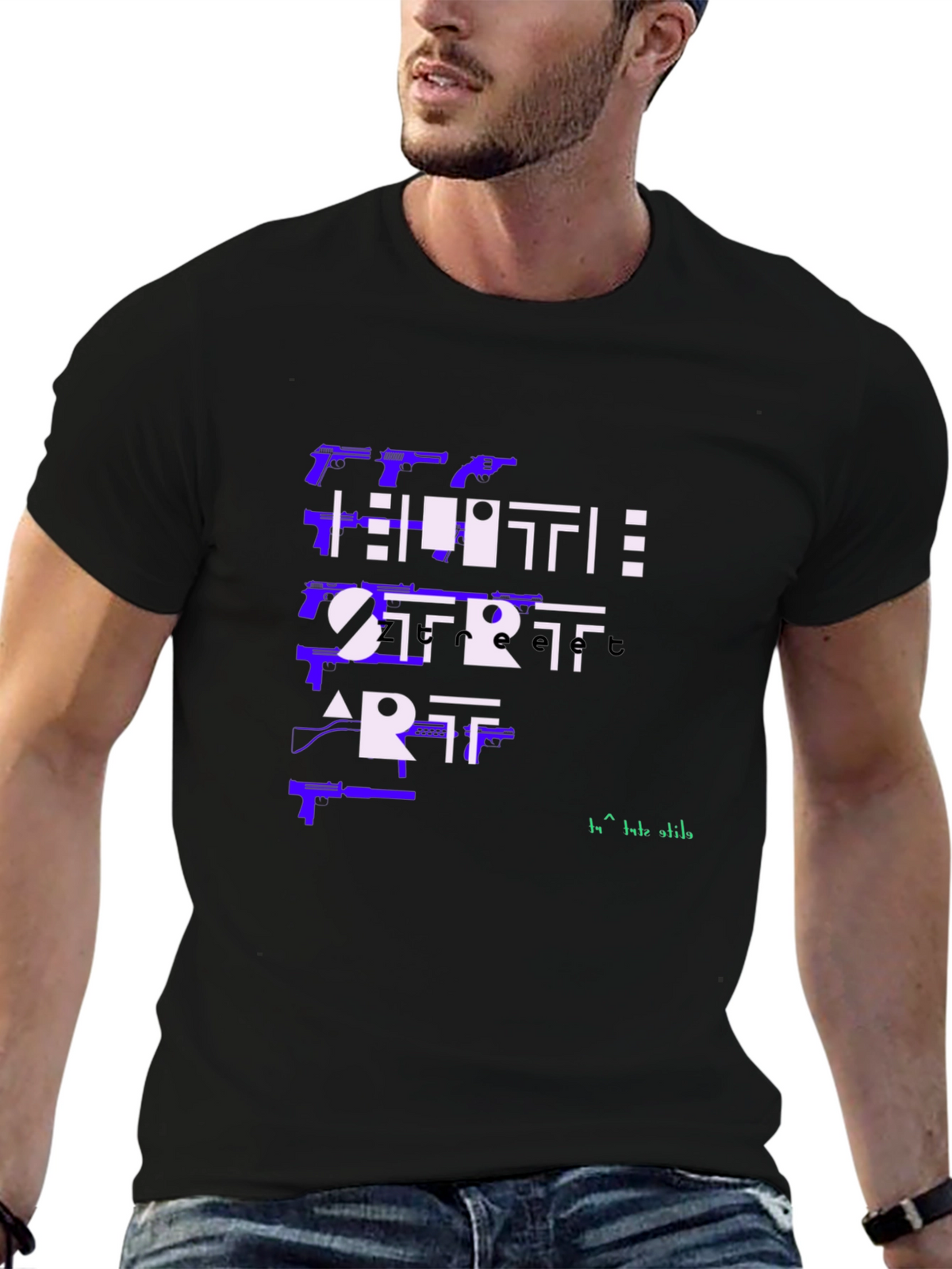 Edgy Hustle Start Art Graphic Tee - Black