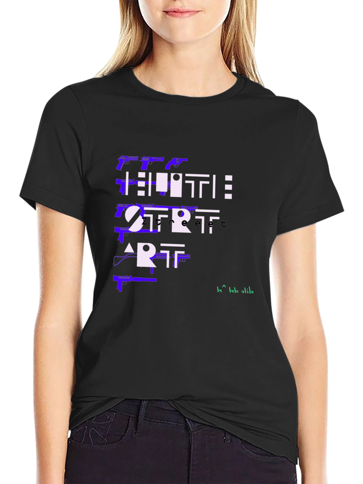 Edgy Hustle Start Art Graphic Tee - Black