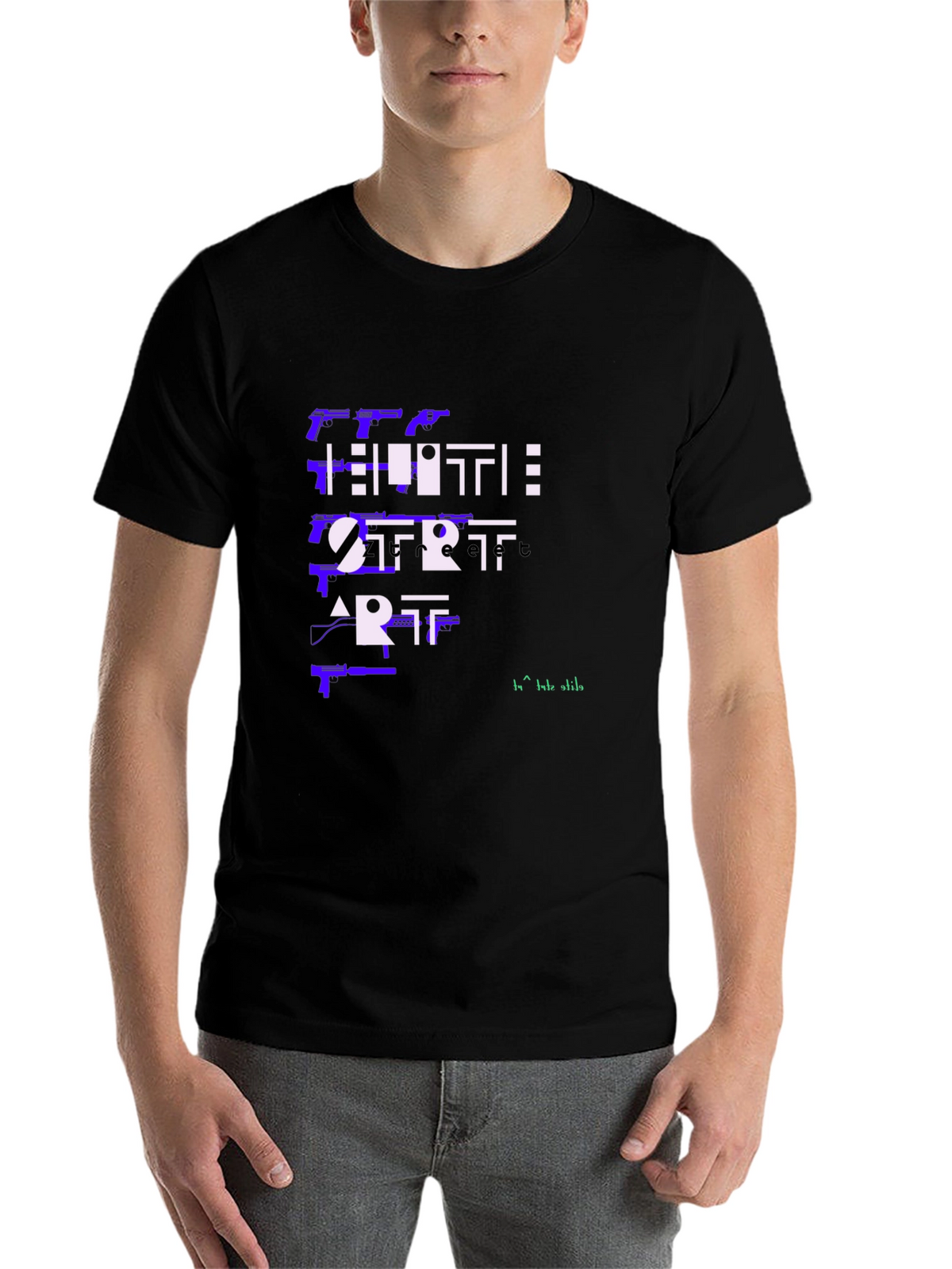 Edgy Hustle Start Art Graphic Tee - Black