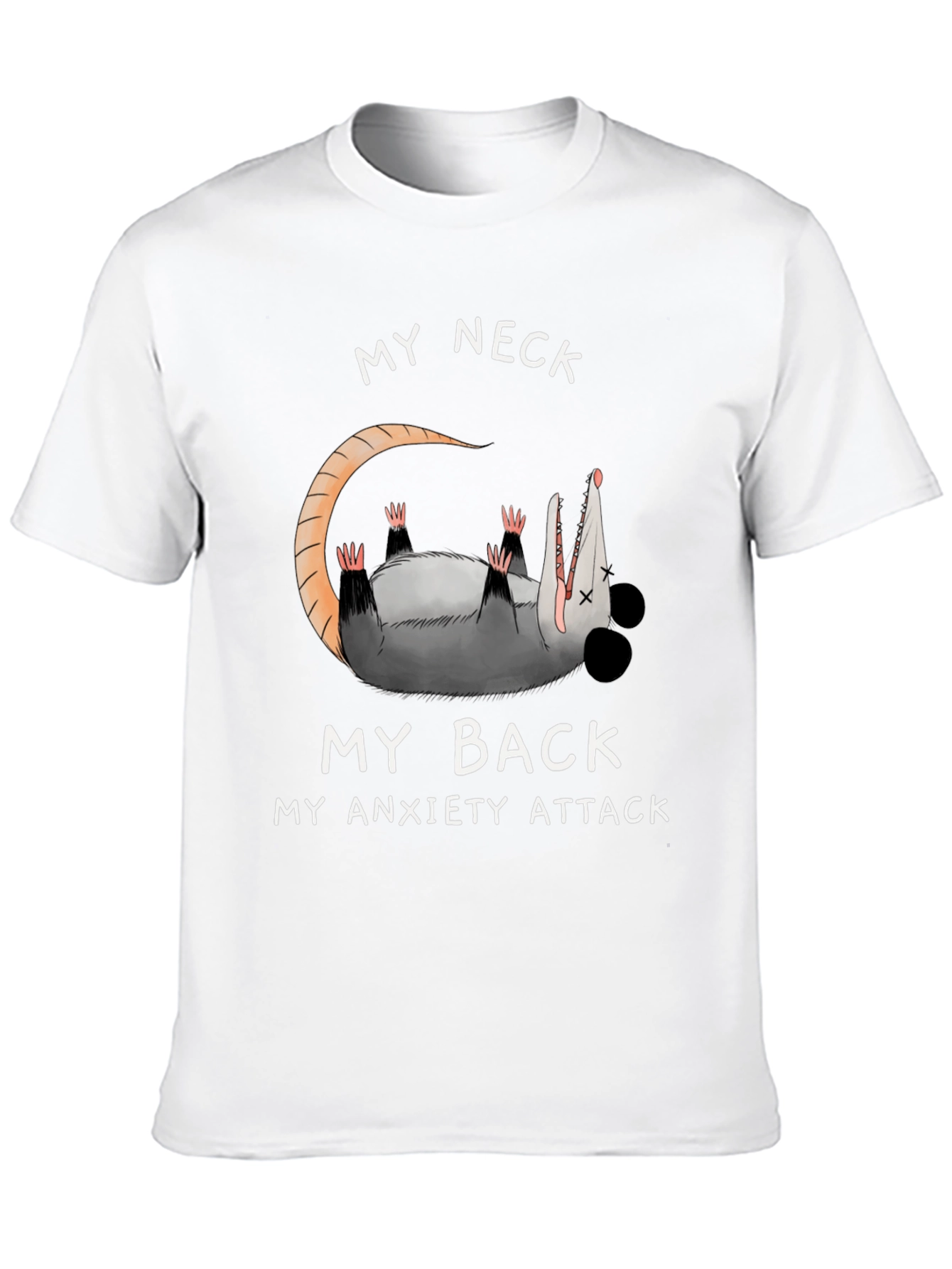 Anxiety Attack Opossum Graphic Tee - Funny & Relatable!