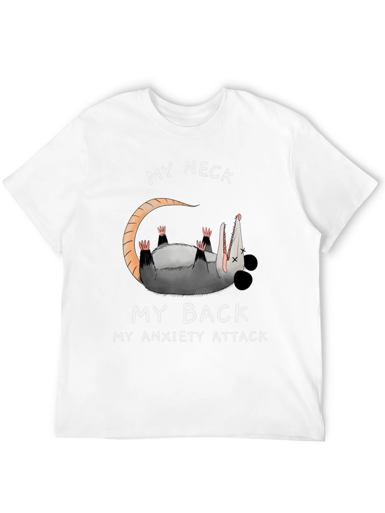 Anxiety Attack Opossum Graphic Tee - Funny & Relatable!