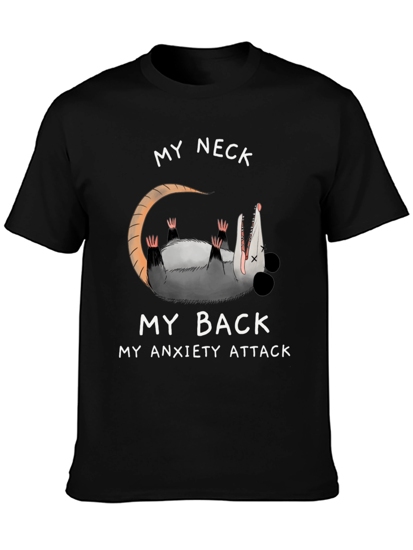 Anxiety Attack Opossum Graphic Tee - Funny & Relatable!