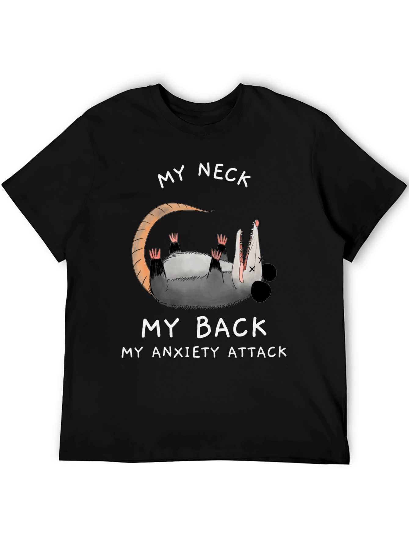 Anxiety Attack Opossum Graphic Tee - Funny & Relatable!