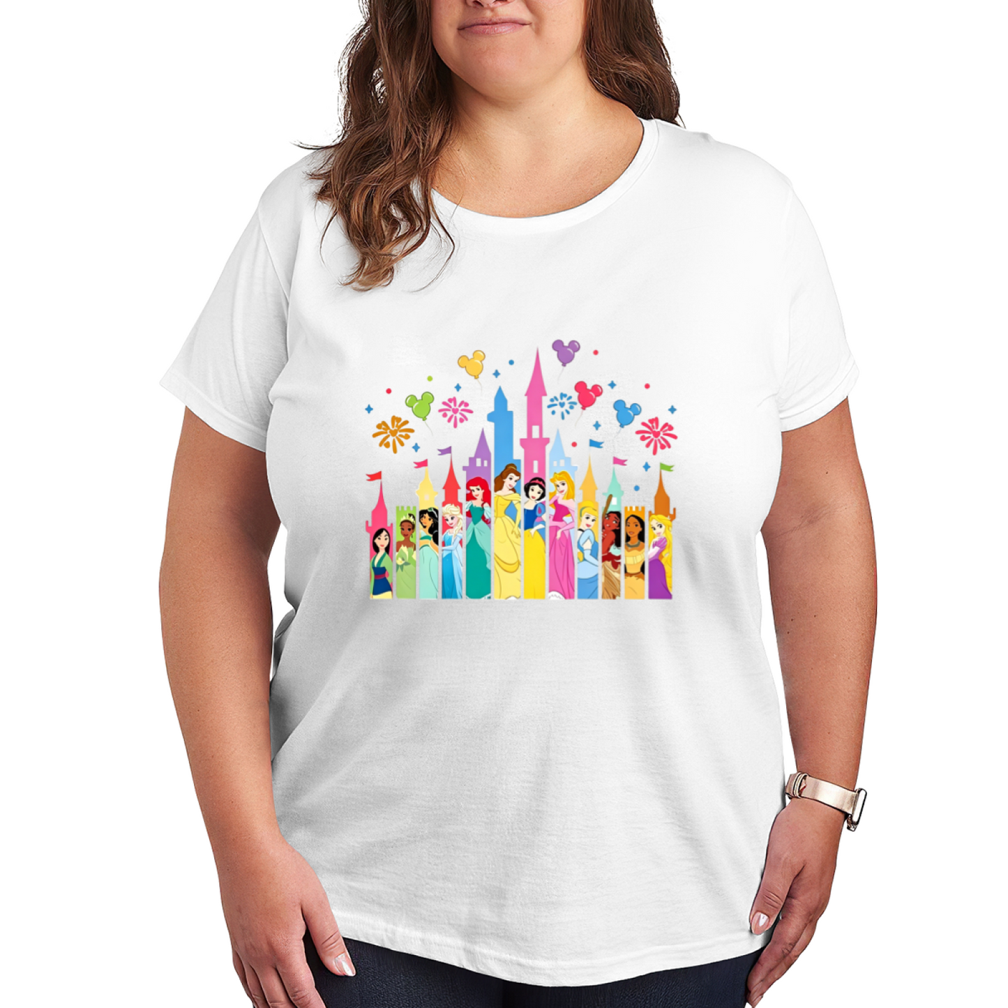 Magical Disney Princess Castle Fireworks Plus Size Women T-Shirt